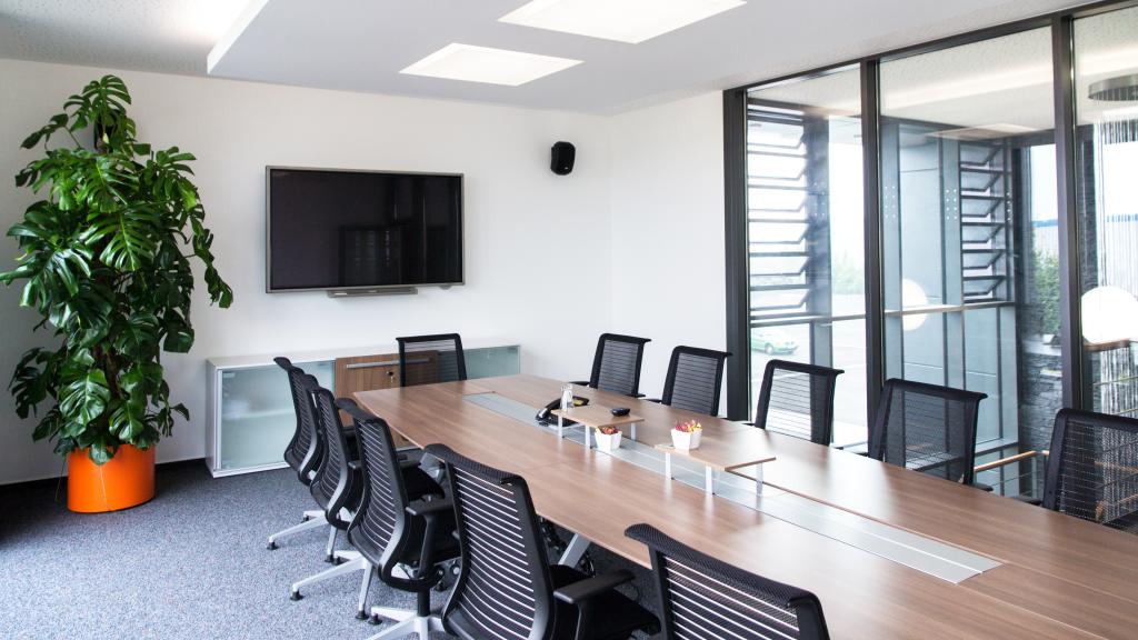 Meeting room in the Evertz modular office building