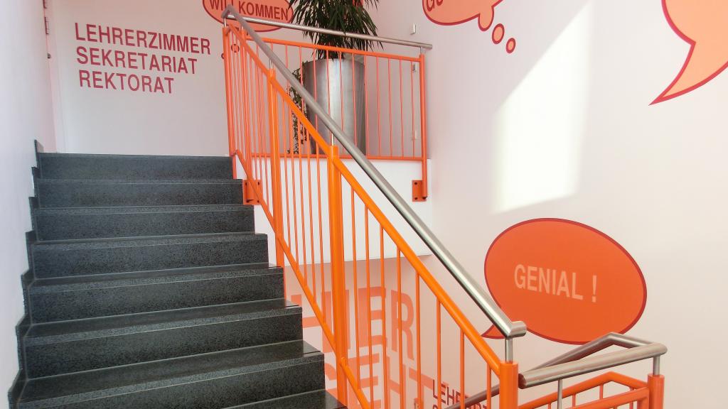 Staircase in the canteen of the all-day care and school Külsheim