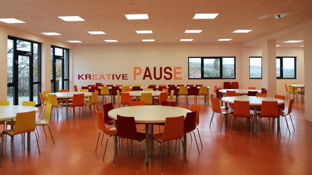 Break room of the canteen of the modular school with all-day-care at Külsheim