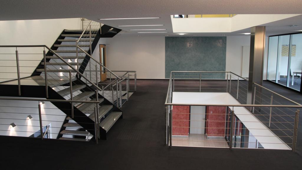 Gallery and corridor on the first floor of the SÄBU administration building Morsbach