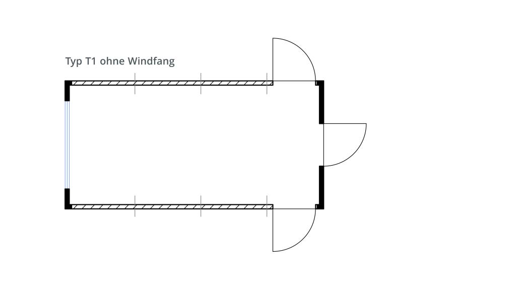 Grundriss Systemcontainer ohne Windfang aW