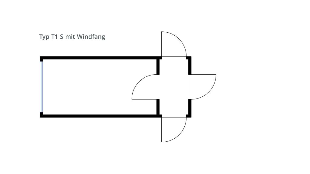 Grundriss Systemcontainer S mit Windfang fW