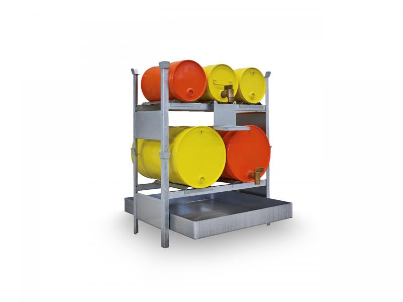 Stapelrahmen-Set für 2 Fässer à 200 l und 3 Fässer à 60 l für die liegende Lagerung