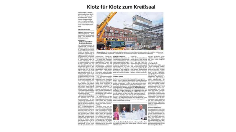 Zeitungsartikel über Modulbauprojekt von SÄBU